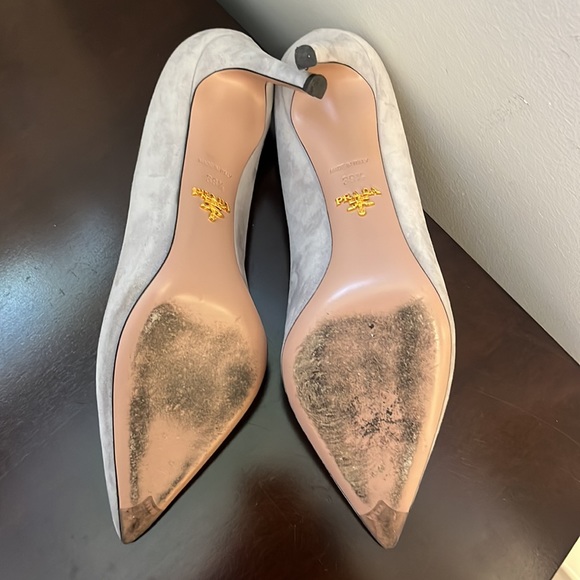 Light Gray Suade Prada Pumps - Picture 12 of 15